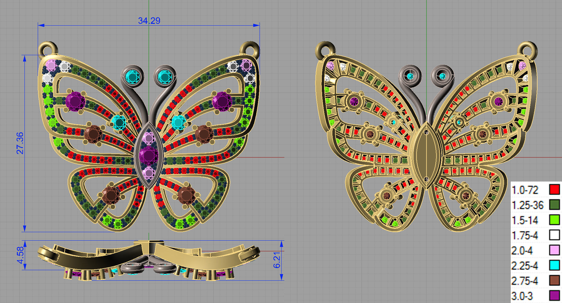 Pendant Butterfly In Gems 3D print model_5