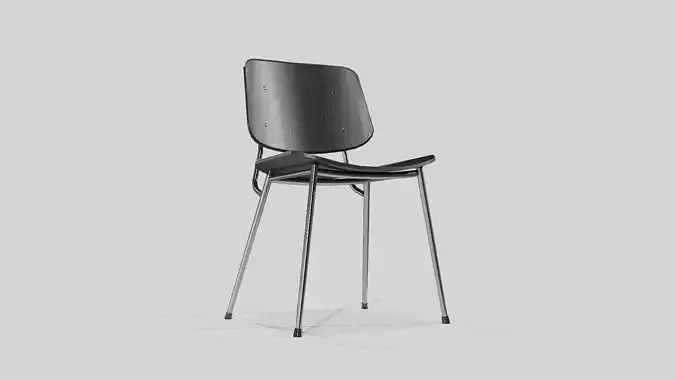 Soborg Metal Base Chair-Black lacquered and Chromed