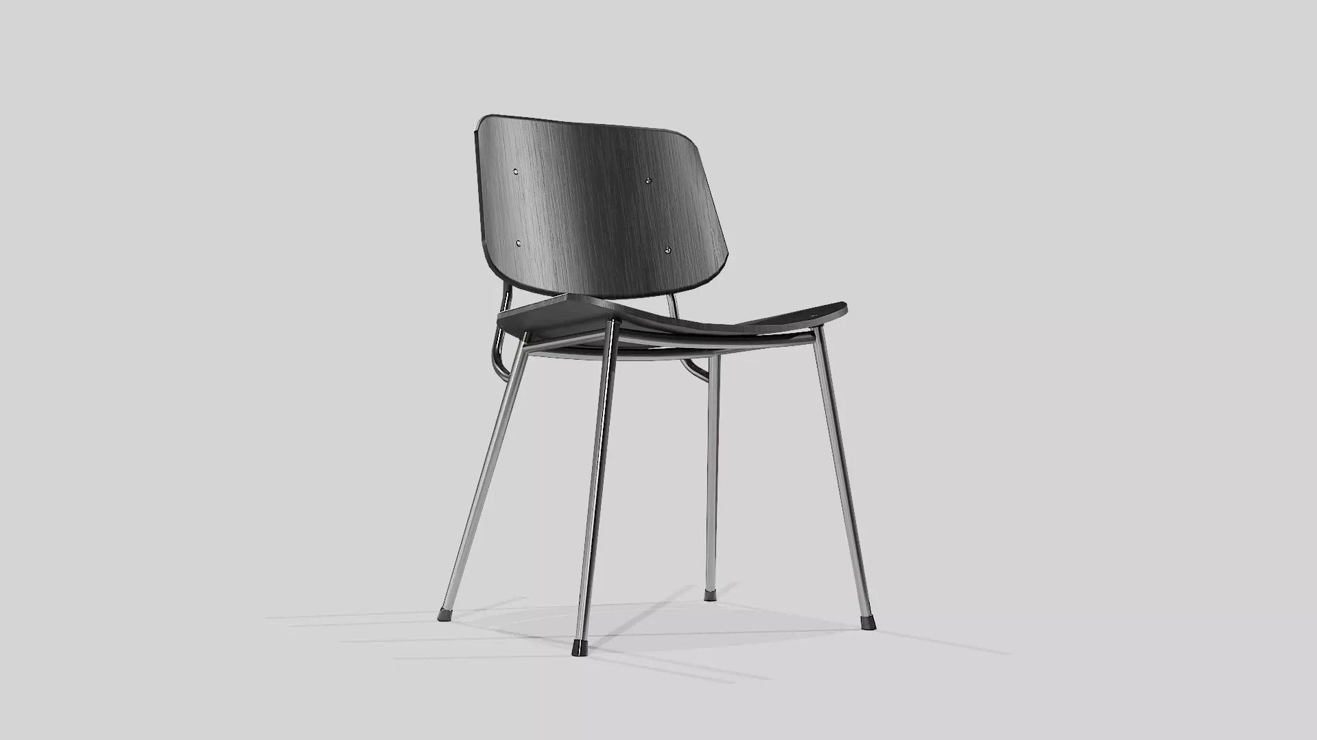 Soborg Metal Base Chair-Black lacquered and Chromed Low-poly 3D model