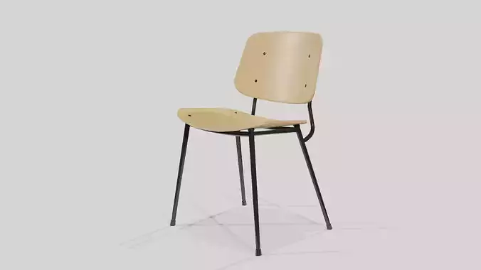 Soborg Metal Base Chair-lacquered oak and Black Steel