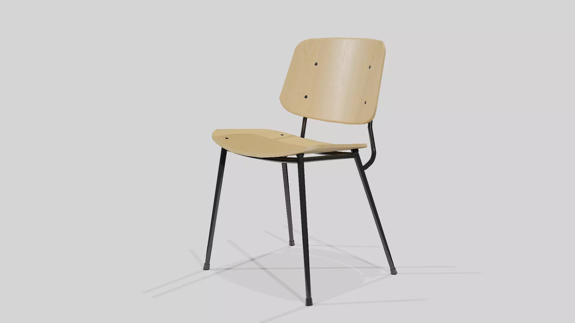 Soborg Metal Base Chair-lacquered oak and Black Steel Low-poly 3D model