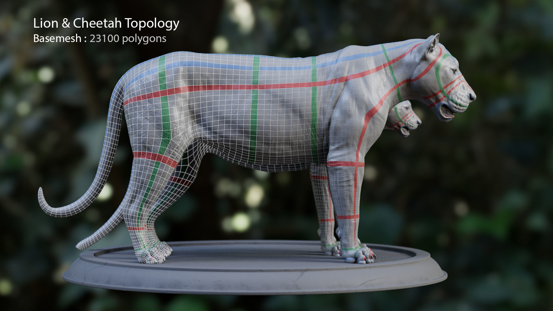 Lion Asset - Digital Model and Textures Low-poly 3D model_5