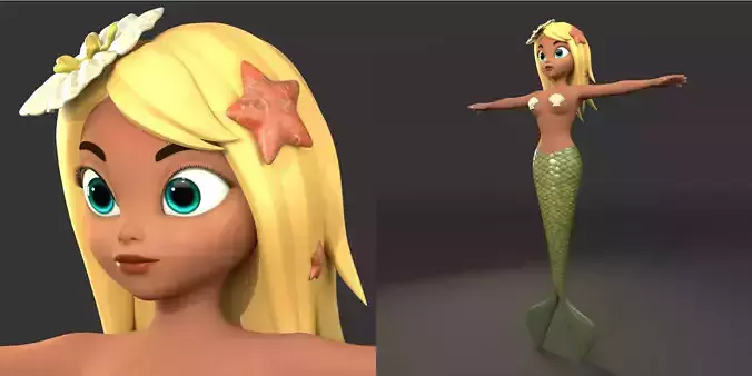 Mermaid cartoon 3D model