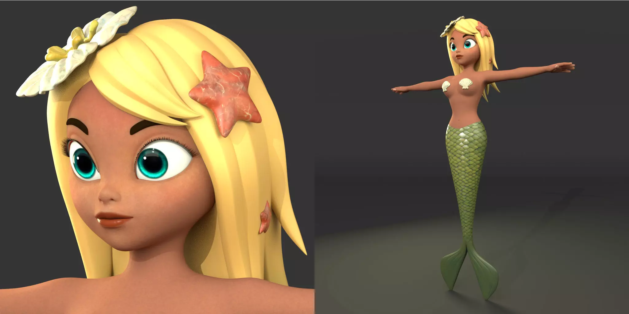 Mermaid cartoon 3D model