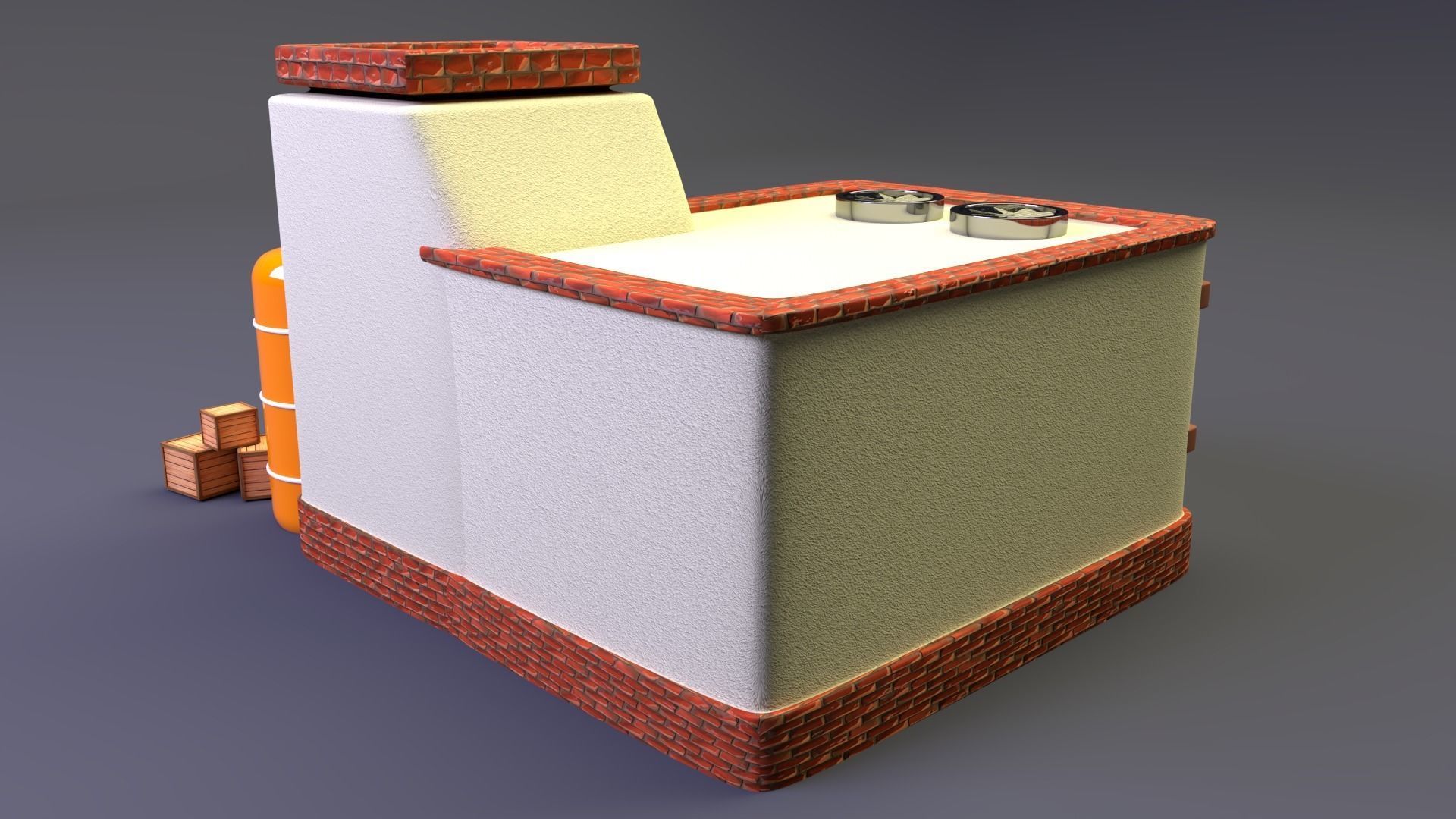 Factory house with pipes 3D model_2