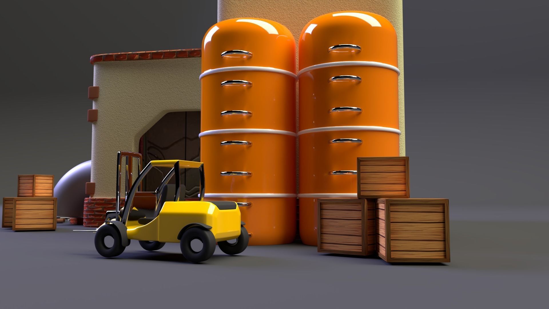 Factory house with pipes 3D model_9