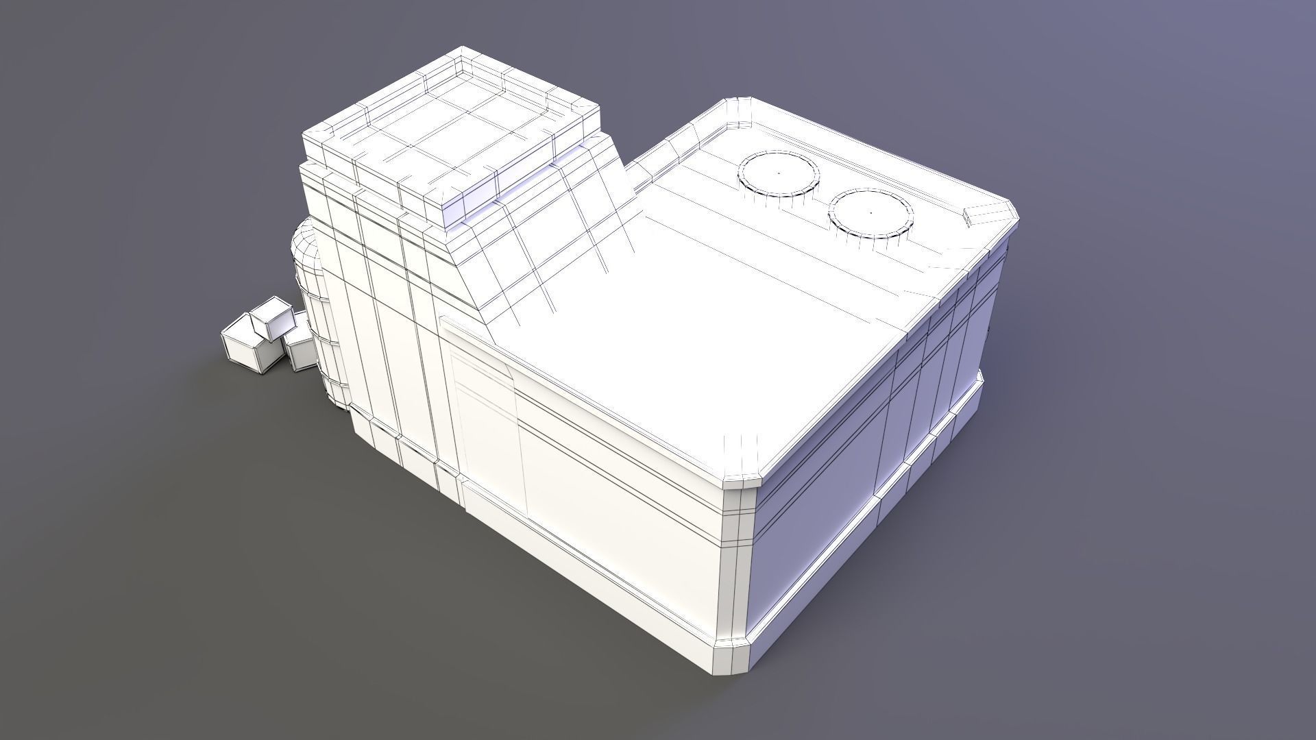 Factory house with pipes 3D model_11