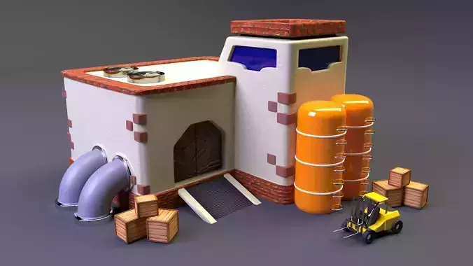 Factory house with pipes