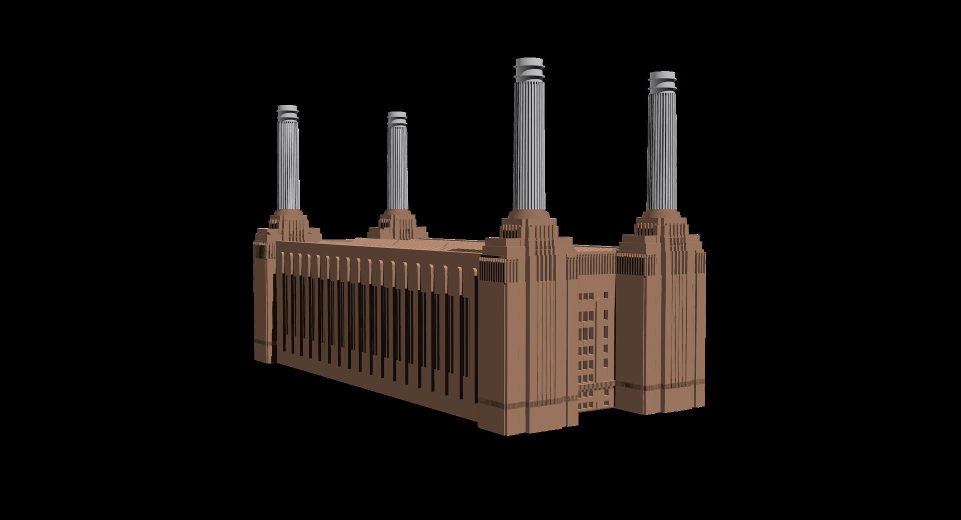 Battersea tower with two chimneys Free 3D model_0