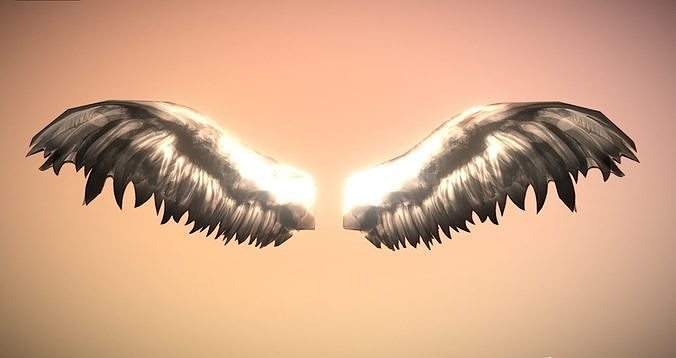 Ultra Low Poly Animated Angel Wings Low-poly 3D model