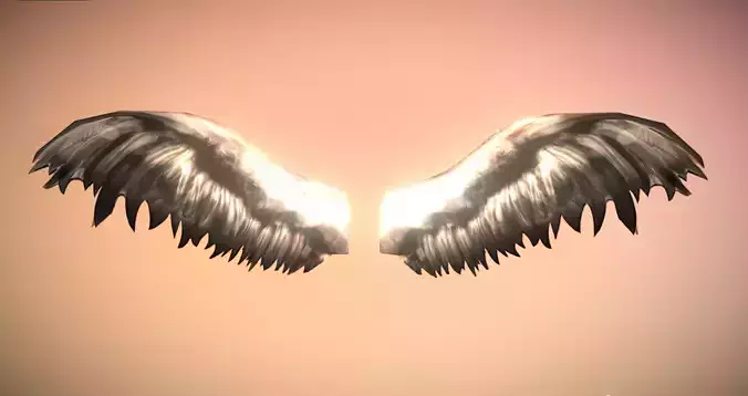 Ultra Low Poly Animated Angel Wings Low-poly 3D model