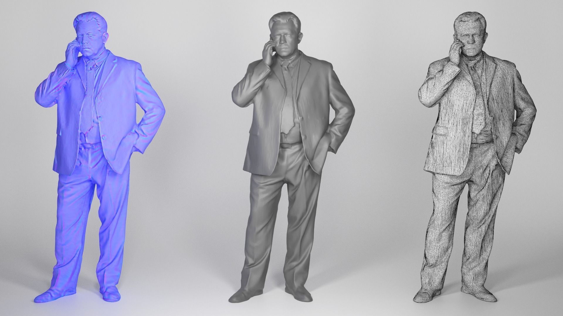Man in suit talking on the phone 159 Low-poly 3D model_3