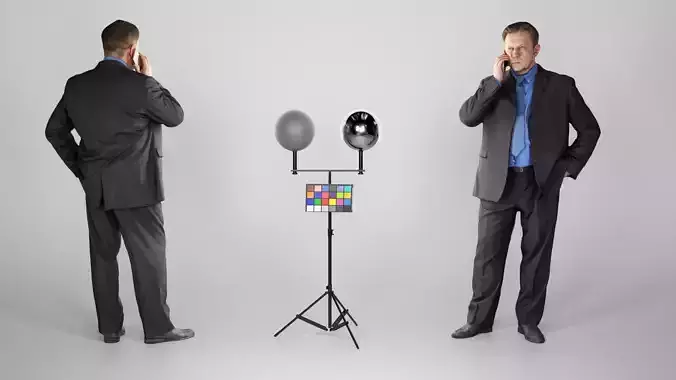 Man in suit talking on the phone 159 Low-poly 3D model