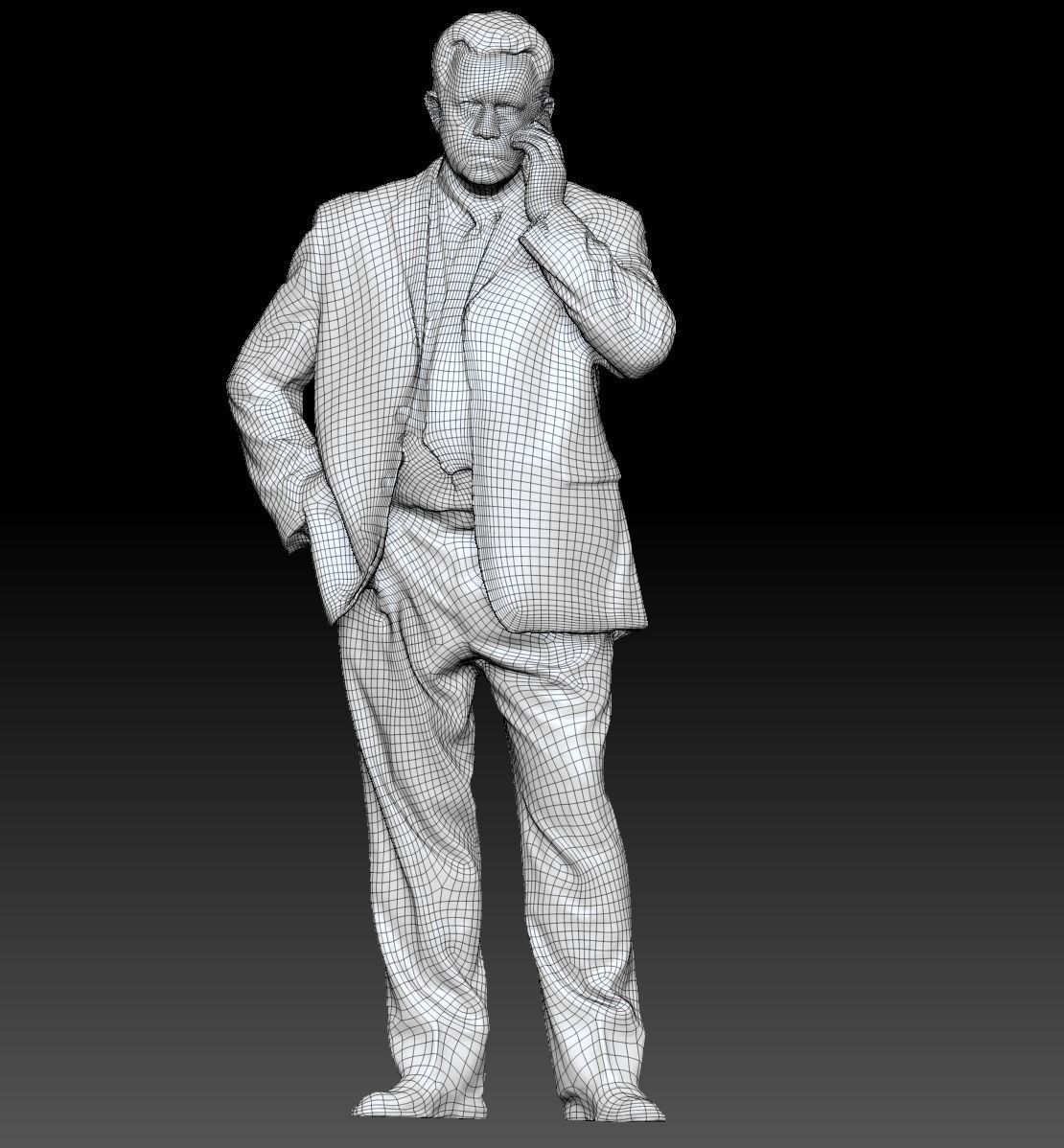 Man in suit talking on the phone 159 Low-poly 3D model_7