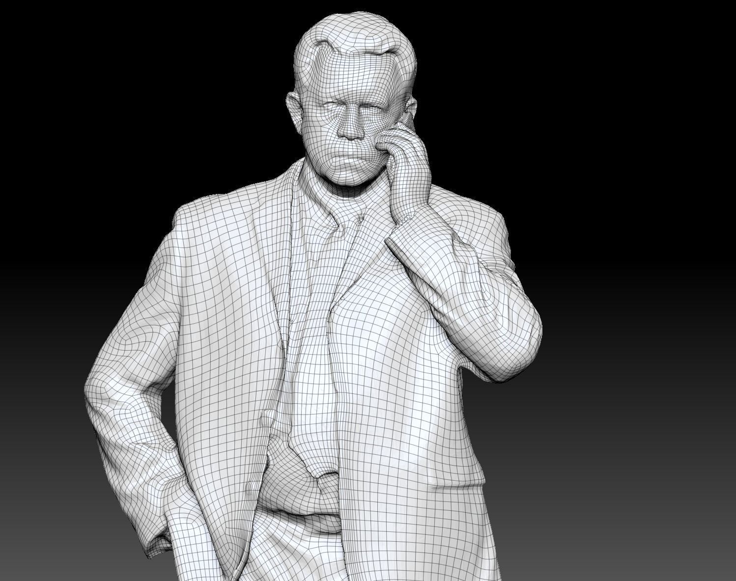 Man in suit talking on the phone 159 Low-poly 3D model_6