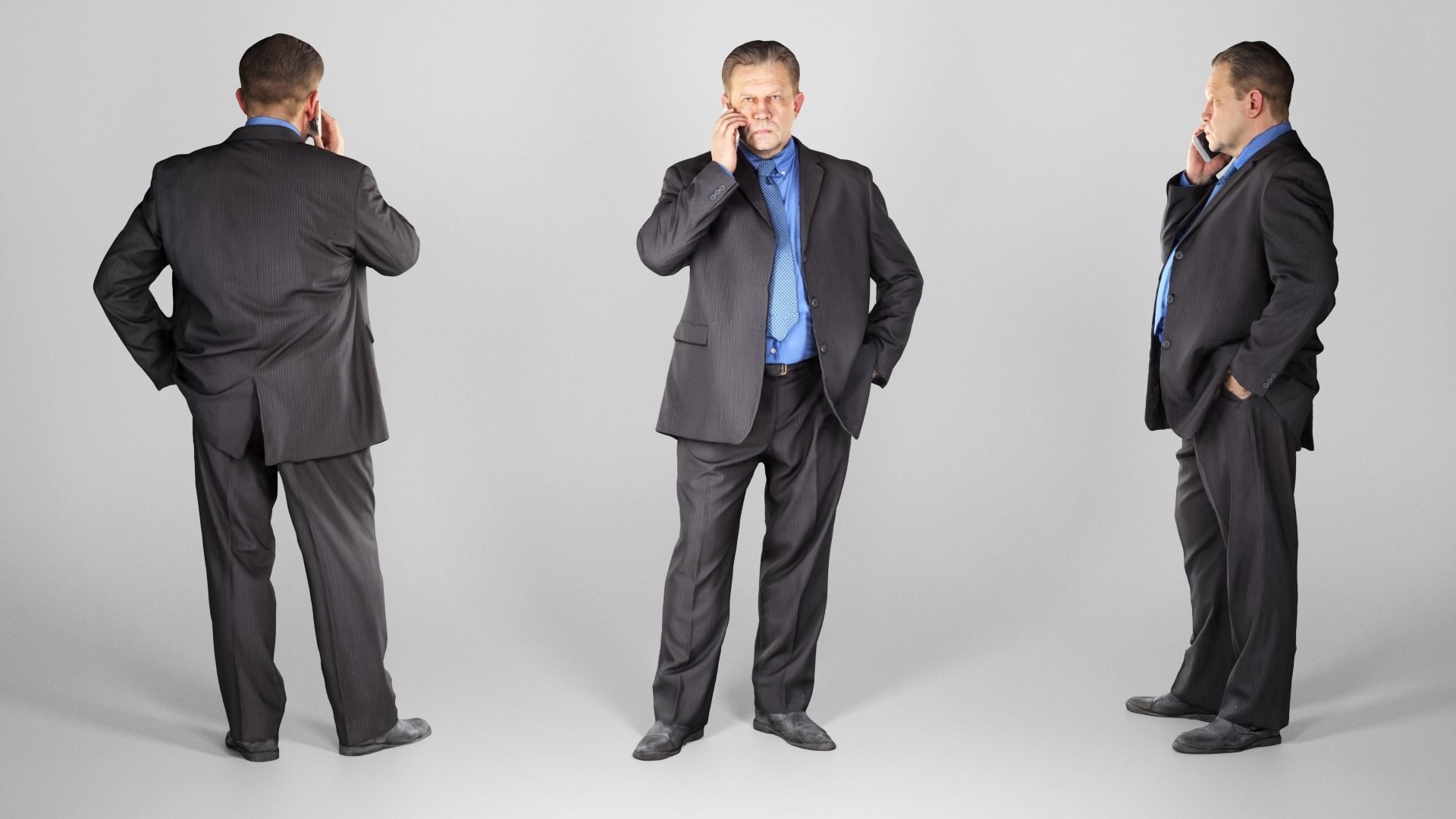 Man in suit talking on the phone 159 Low-poly 3D model_2