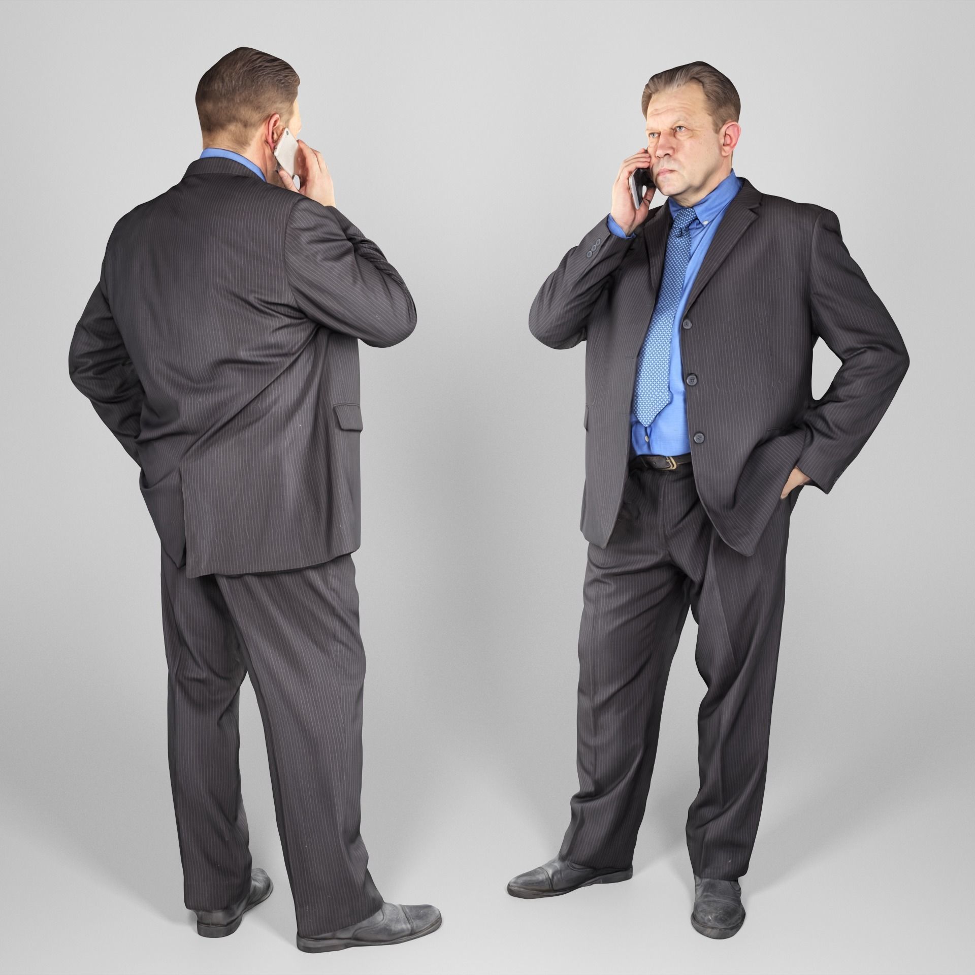 Man in suit talking on the phone 159 Low-poly 3D model_1