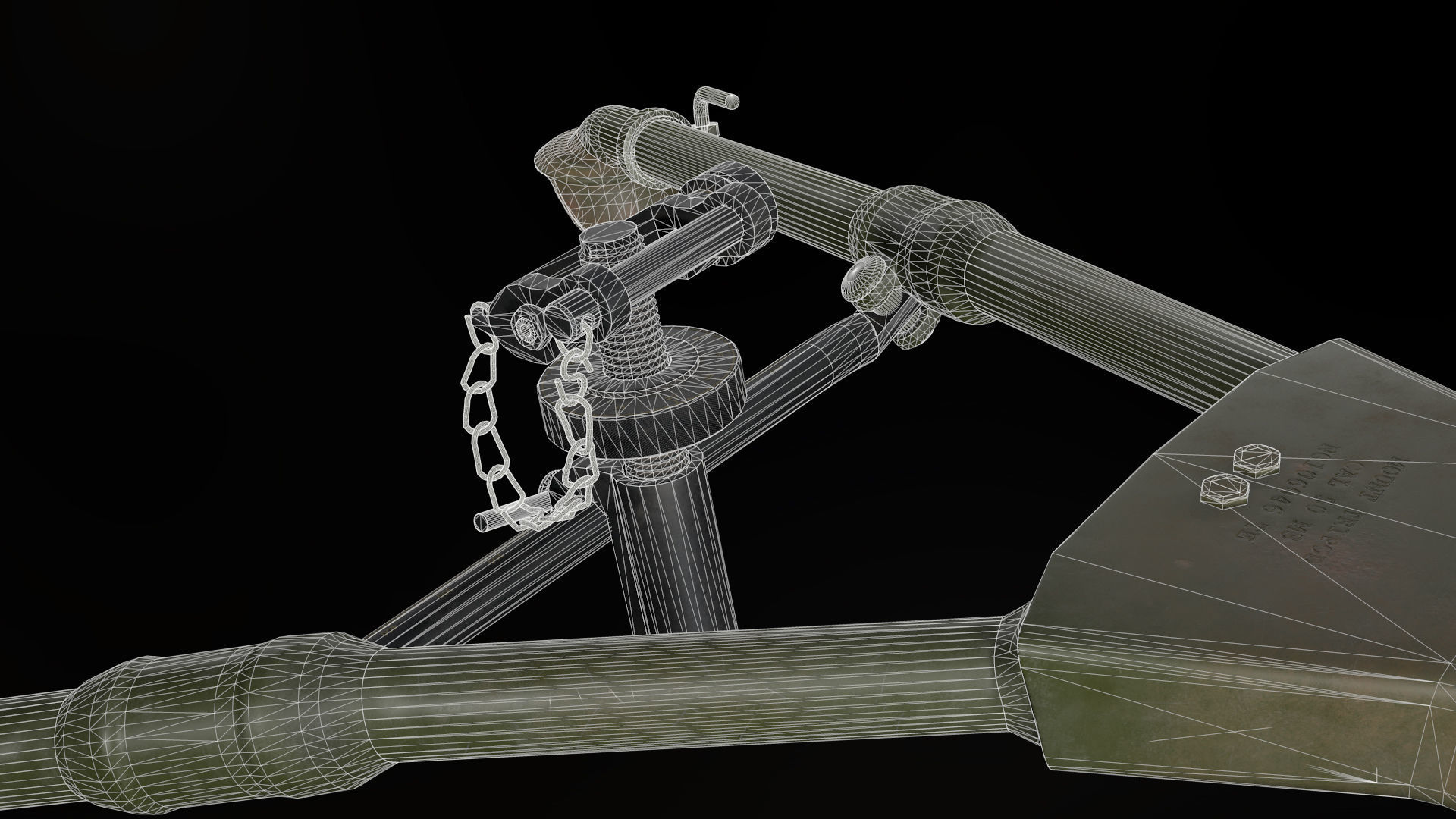 M2 Browning with tripod Low-poly 3D model_29