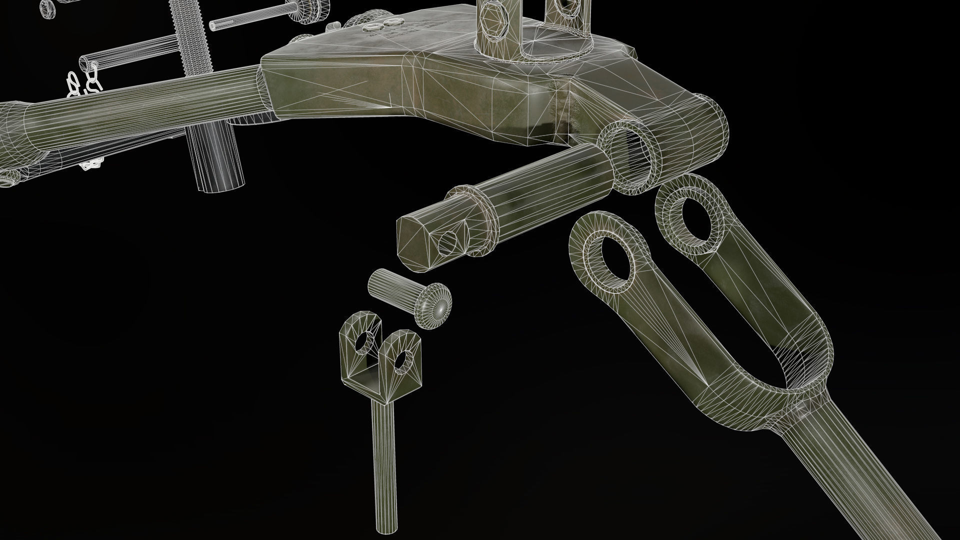 M2 Browning with tripod Low-poly 3D model_30