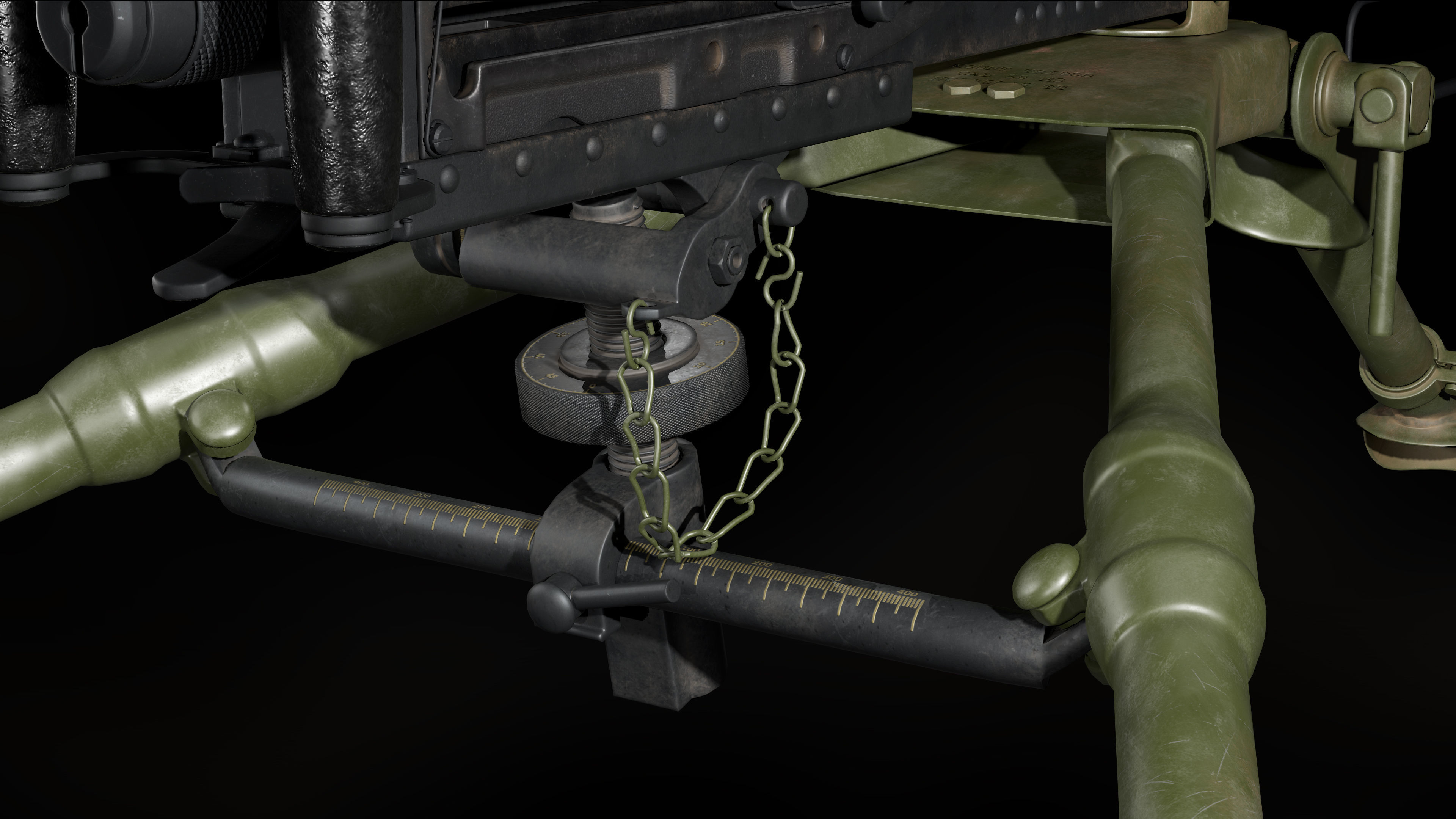 M2 Browning with tripod Low-poly 3D model_7