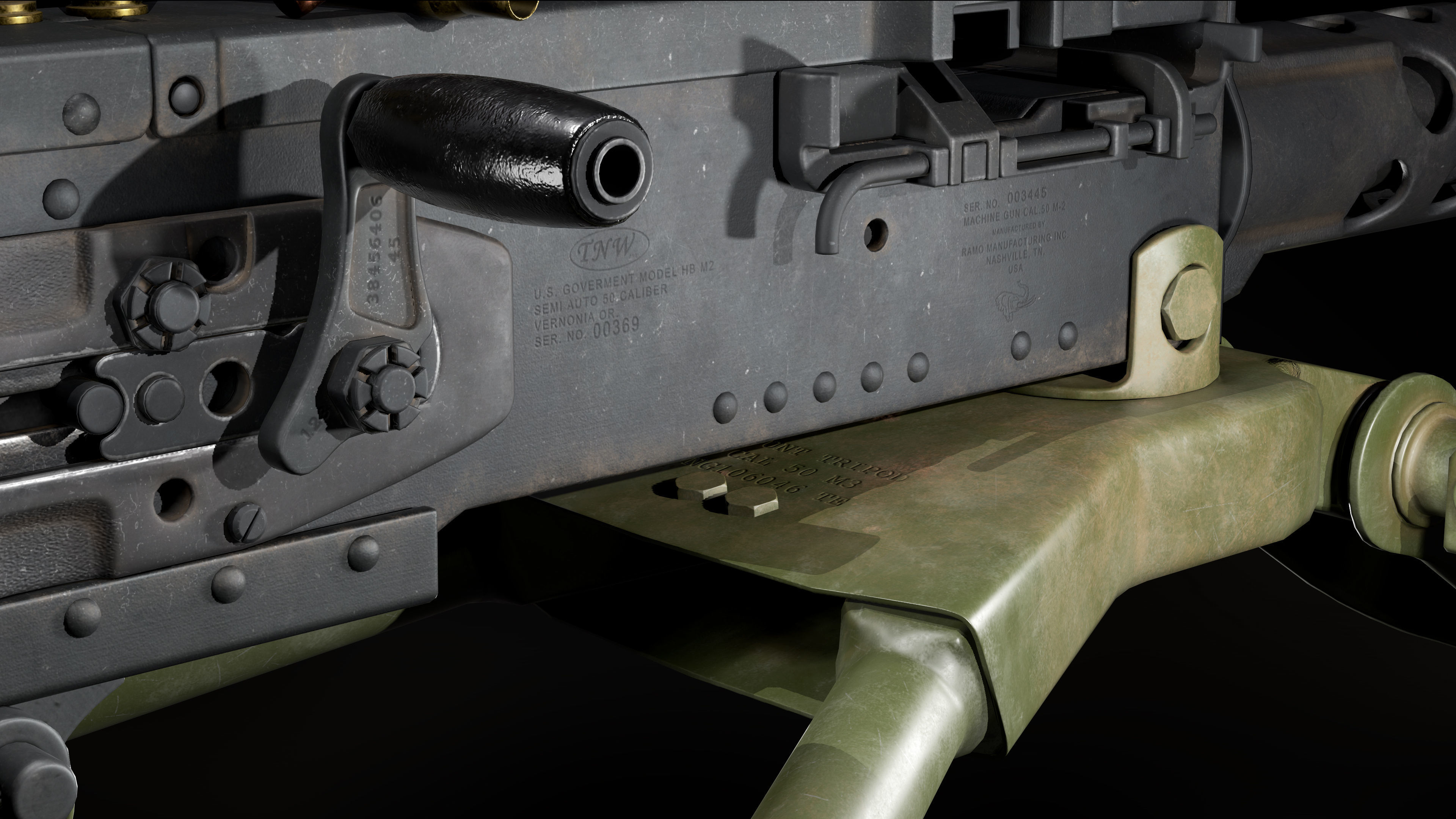 M2 Browning with tripod Low-poly 3D model_8