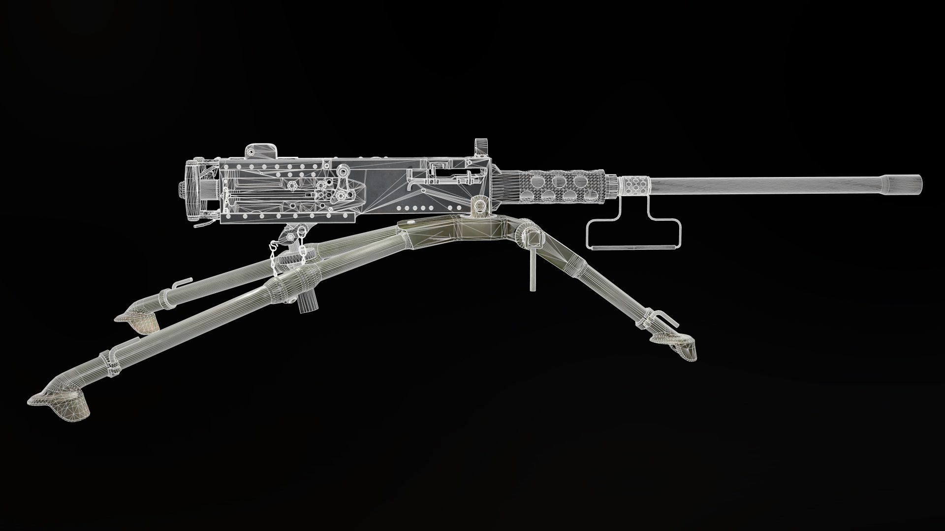 M2 Browning with tripod Low-poly 3D model_25