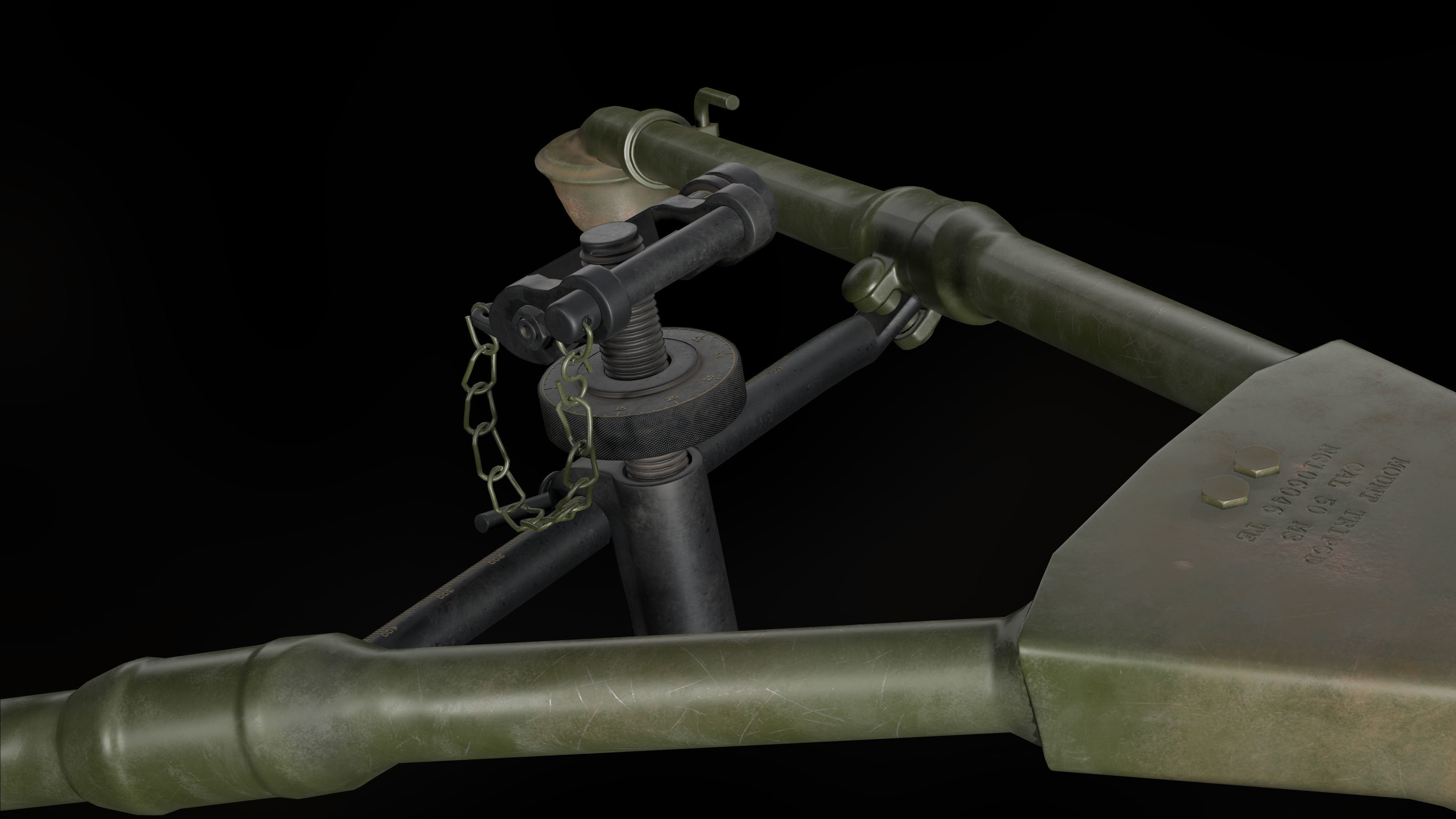 M2 Browning with tripod Low-poly 3D model_23