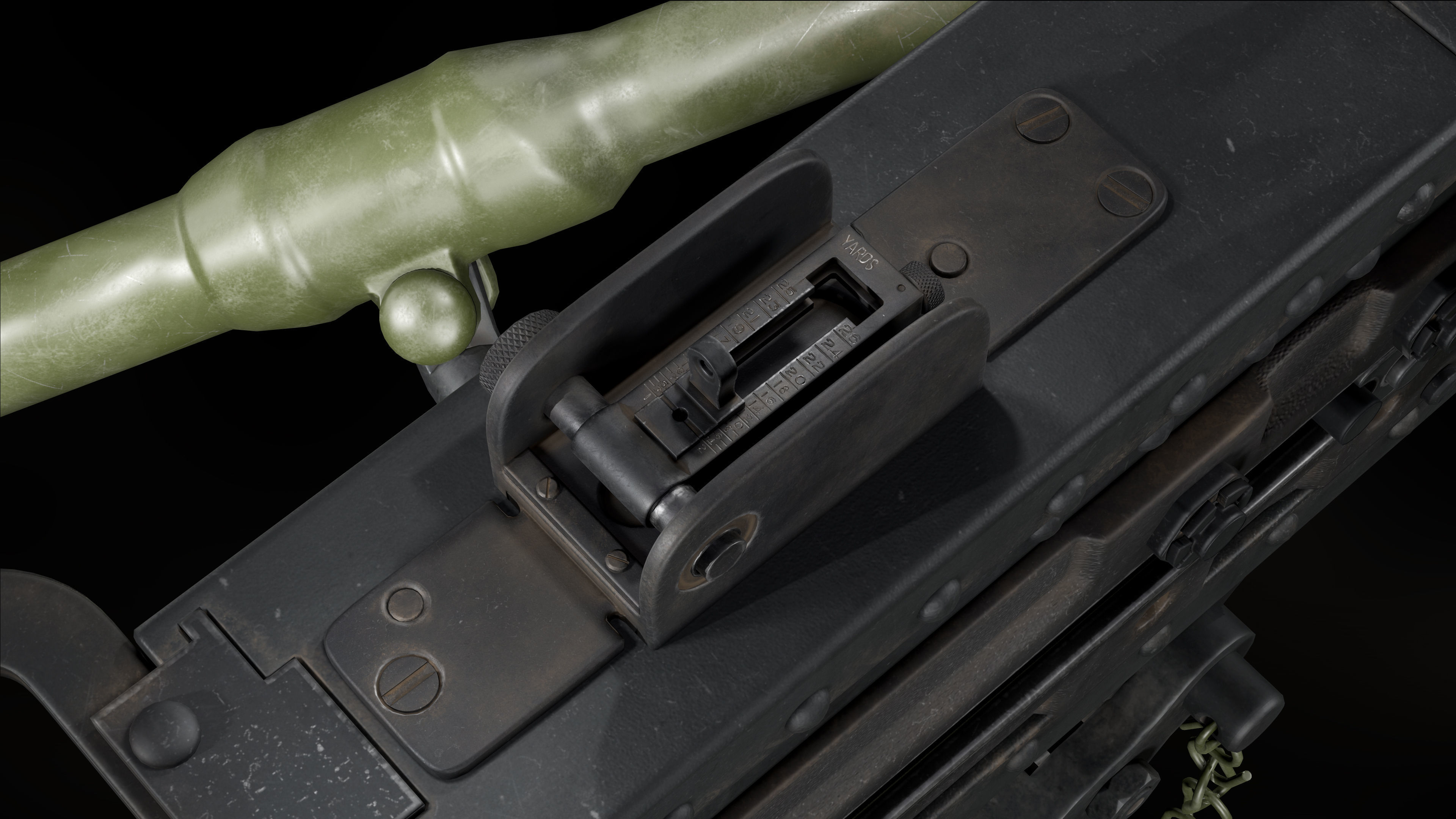 M2 Browning with tripod Low-poly 3D model_6