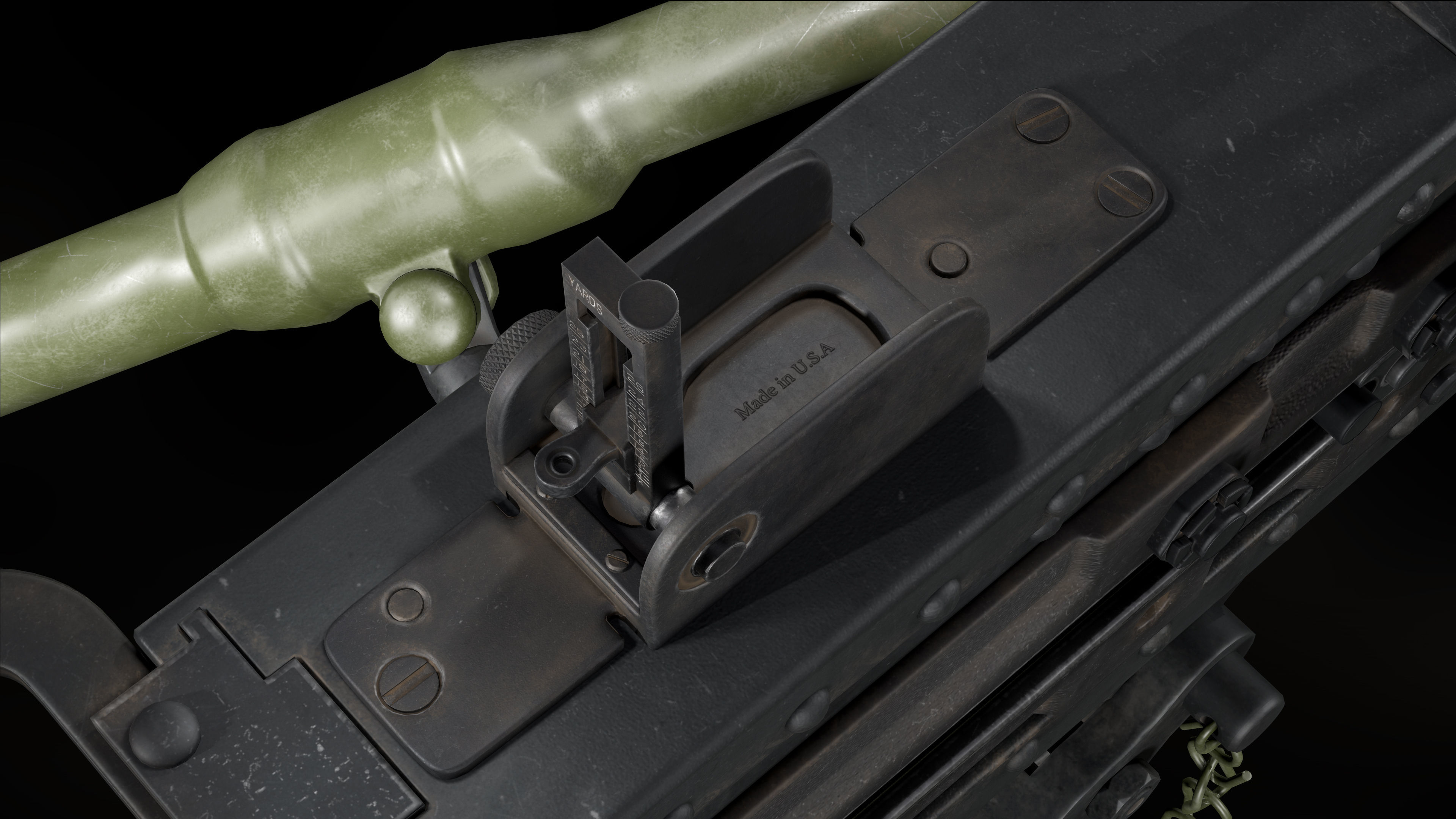 M2 Browning with tripod Low-poly 3D model_5