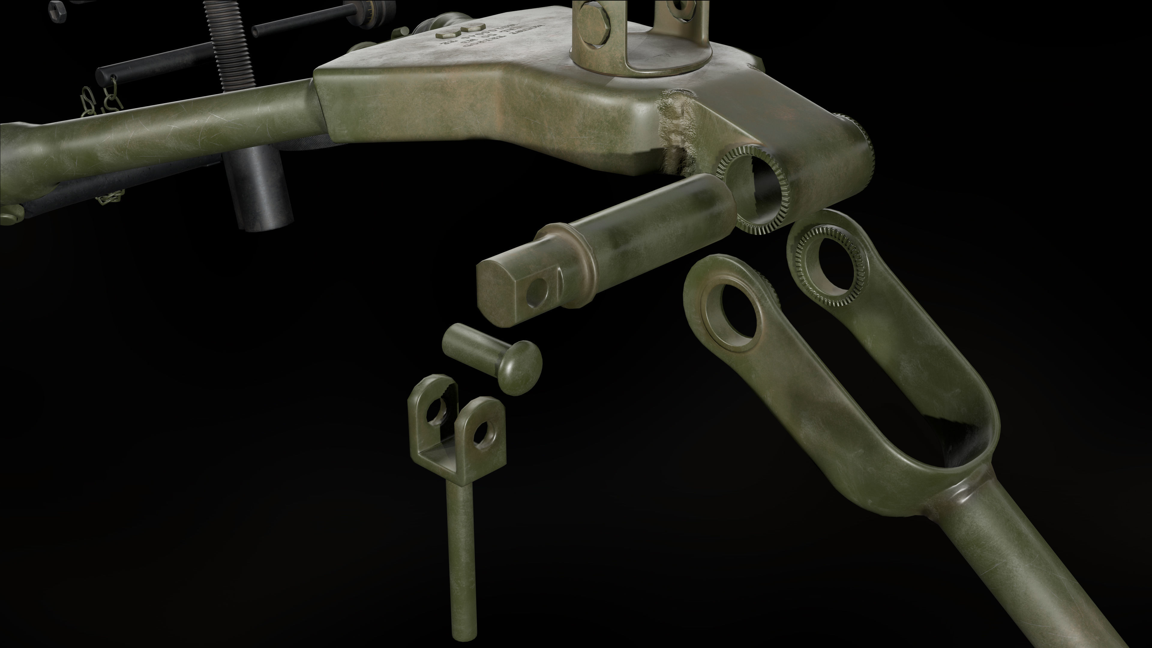 M2 Browning with tripod Low-poly 3D model_22