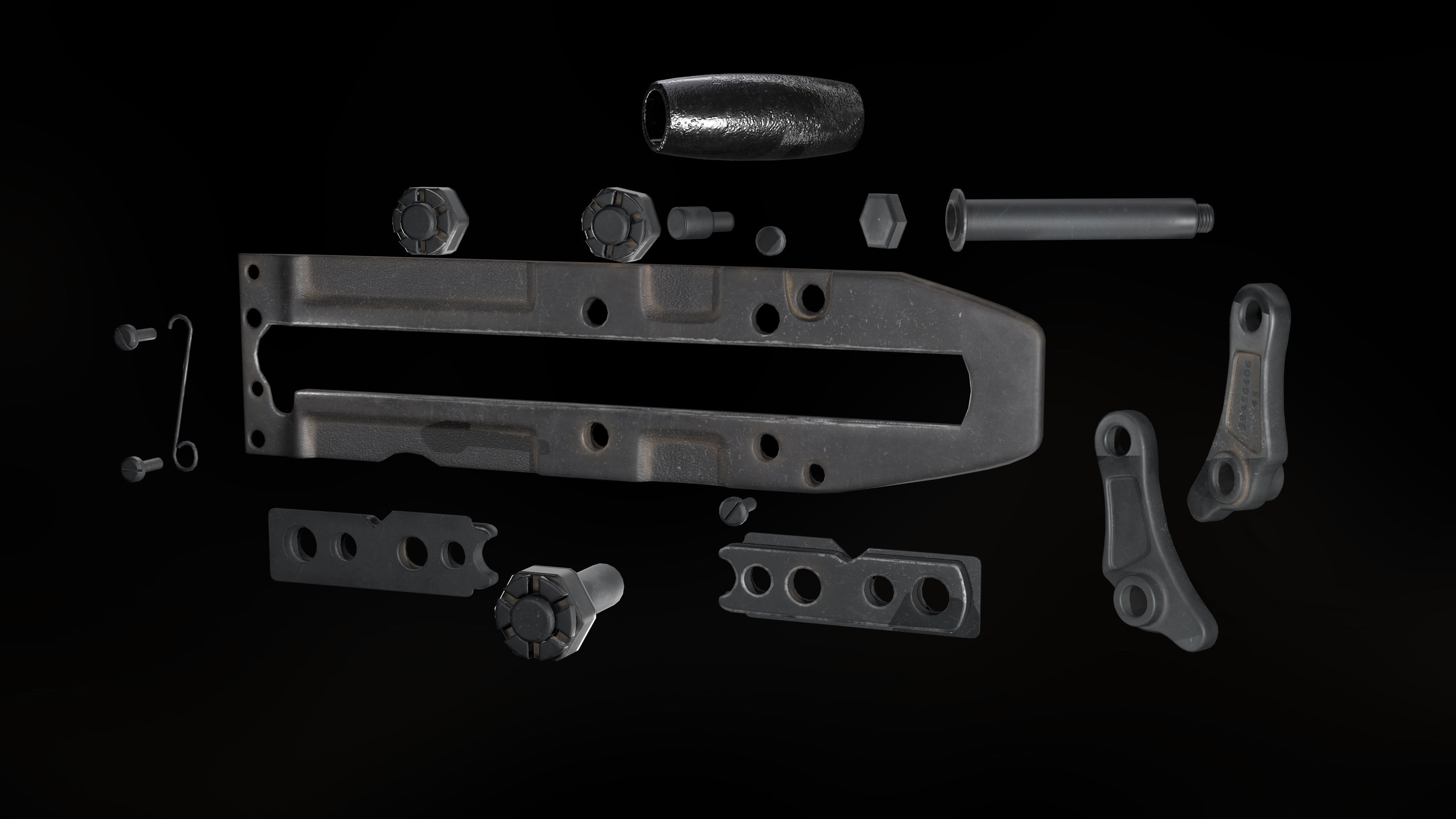 M2 Browning with tripod Low-poly 3D model_19