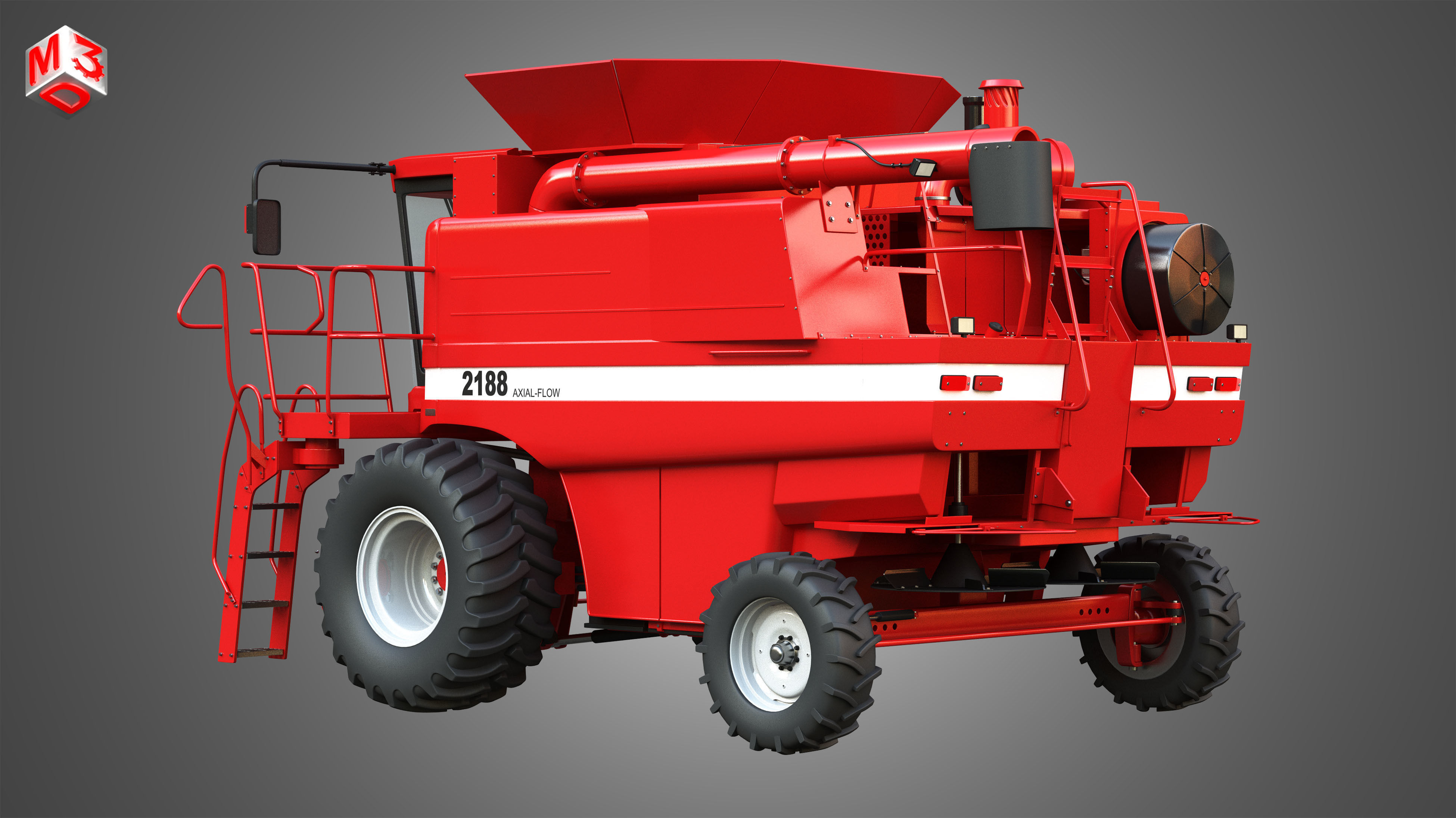 IH 1688 Combine Harvester 3D model_3