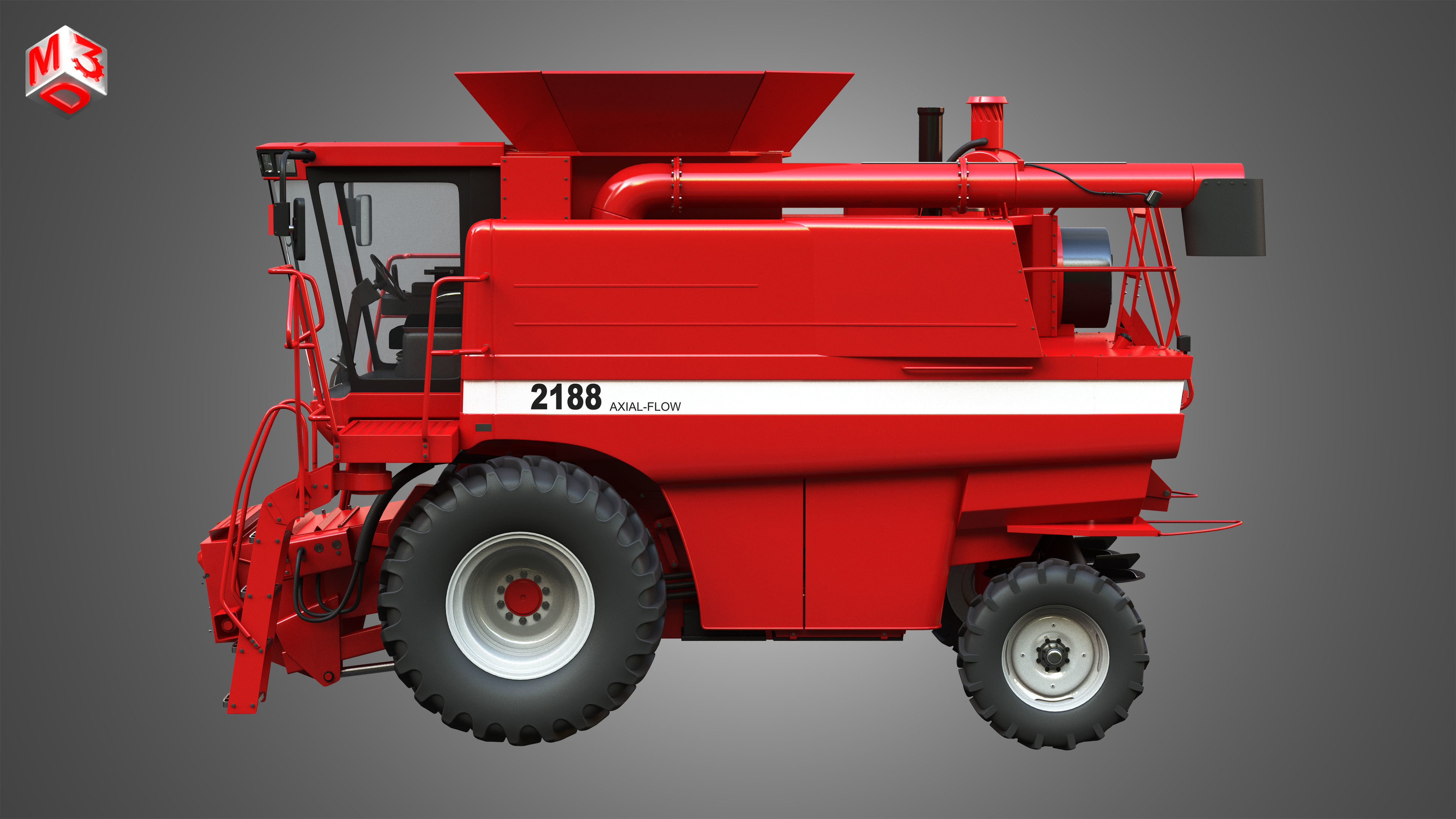 IH 1688 Combine Harvester 3D model_4