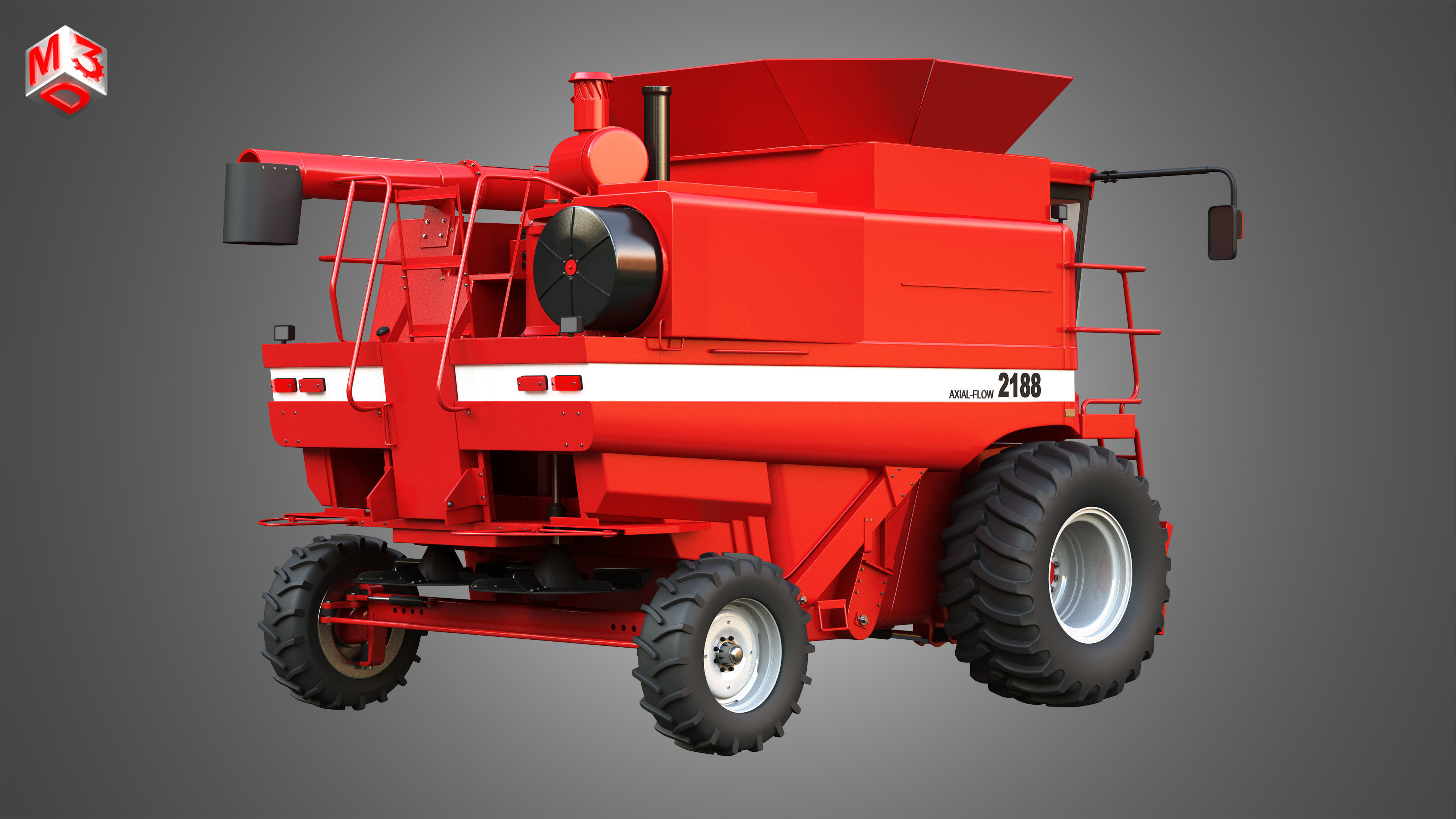 IH 1688 Combine Harvester 3D model_1