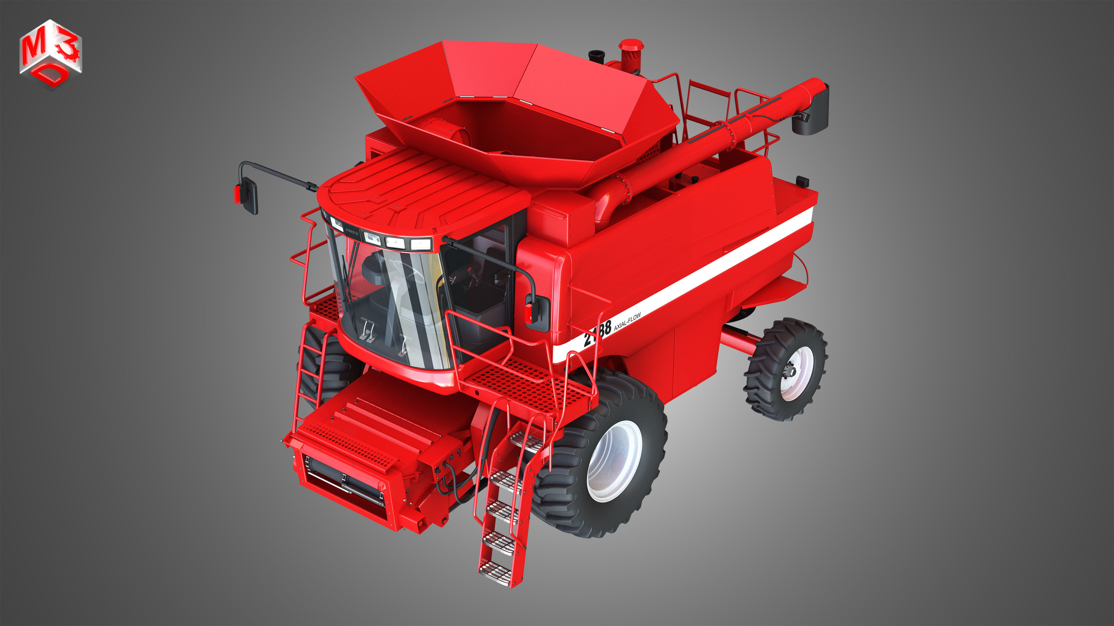 IH 1688 Combine Harvester 3D model_10