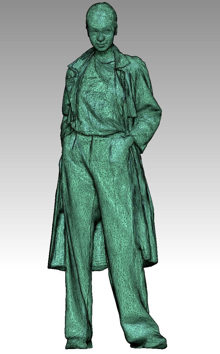 Woman in a trench coat posing 190 Low-poly 3D model_5