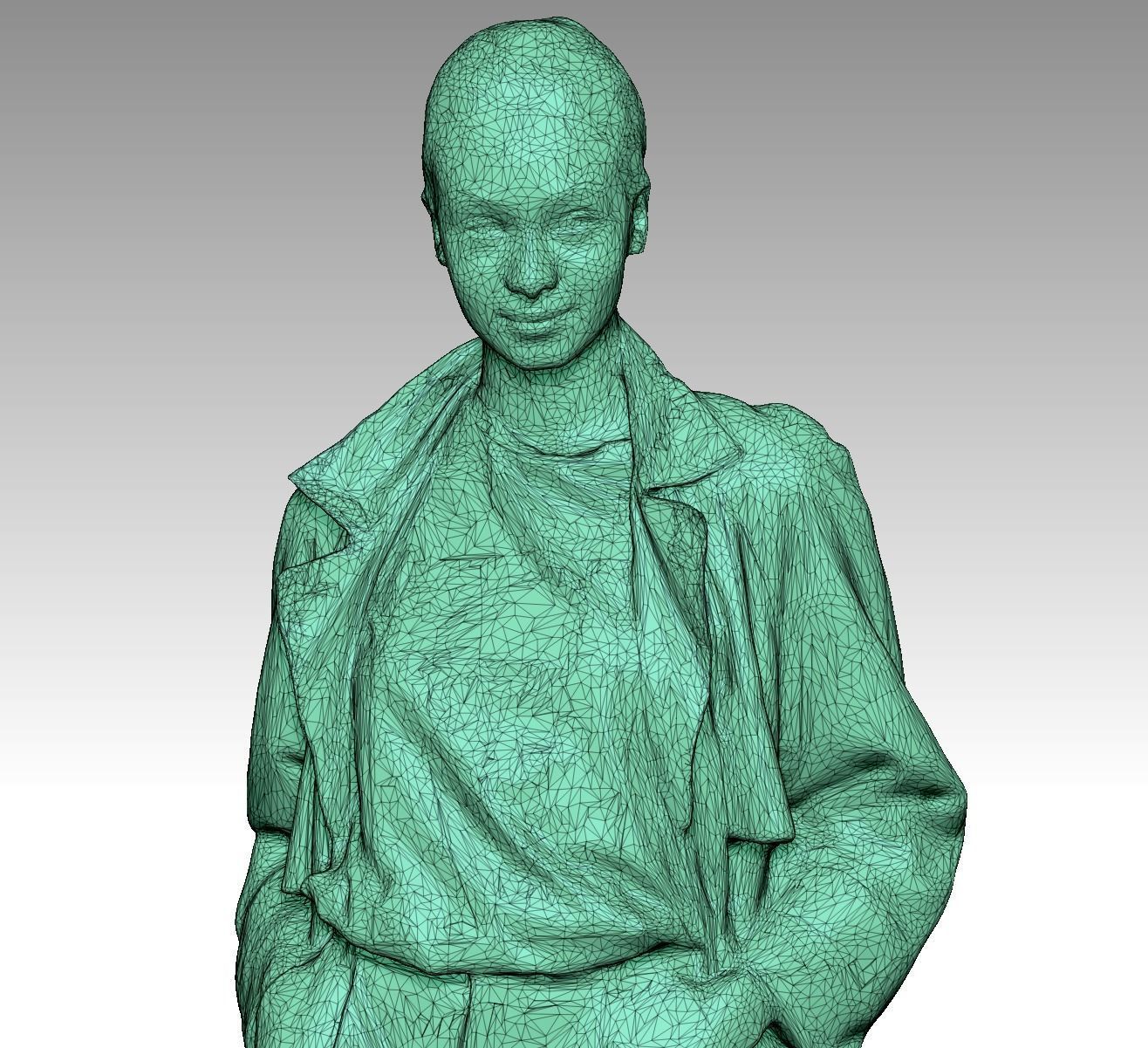 Woman in a trench coat posing 190 Low-poly 3D model_4