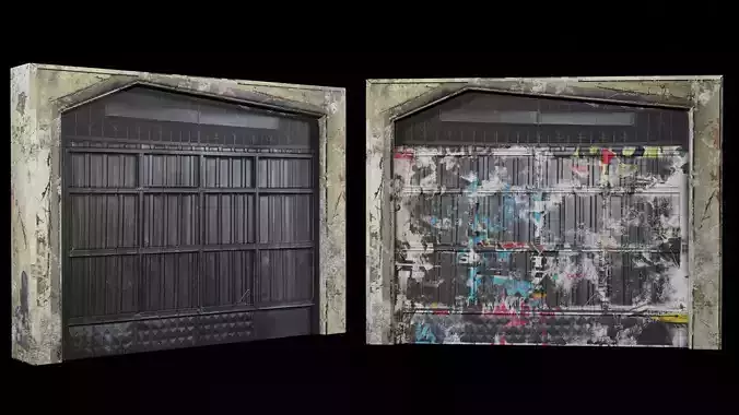 Street Door Clean And Dirty Textures Low-poly 3D model