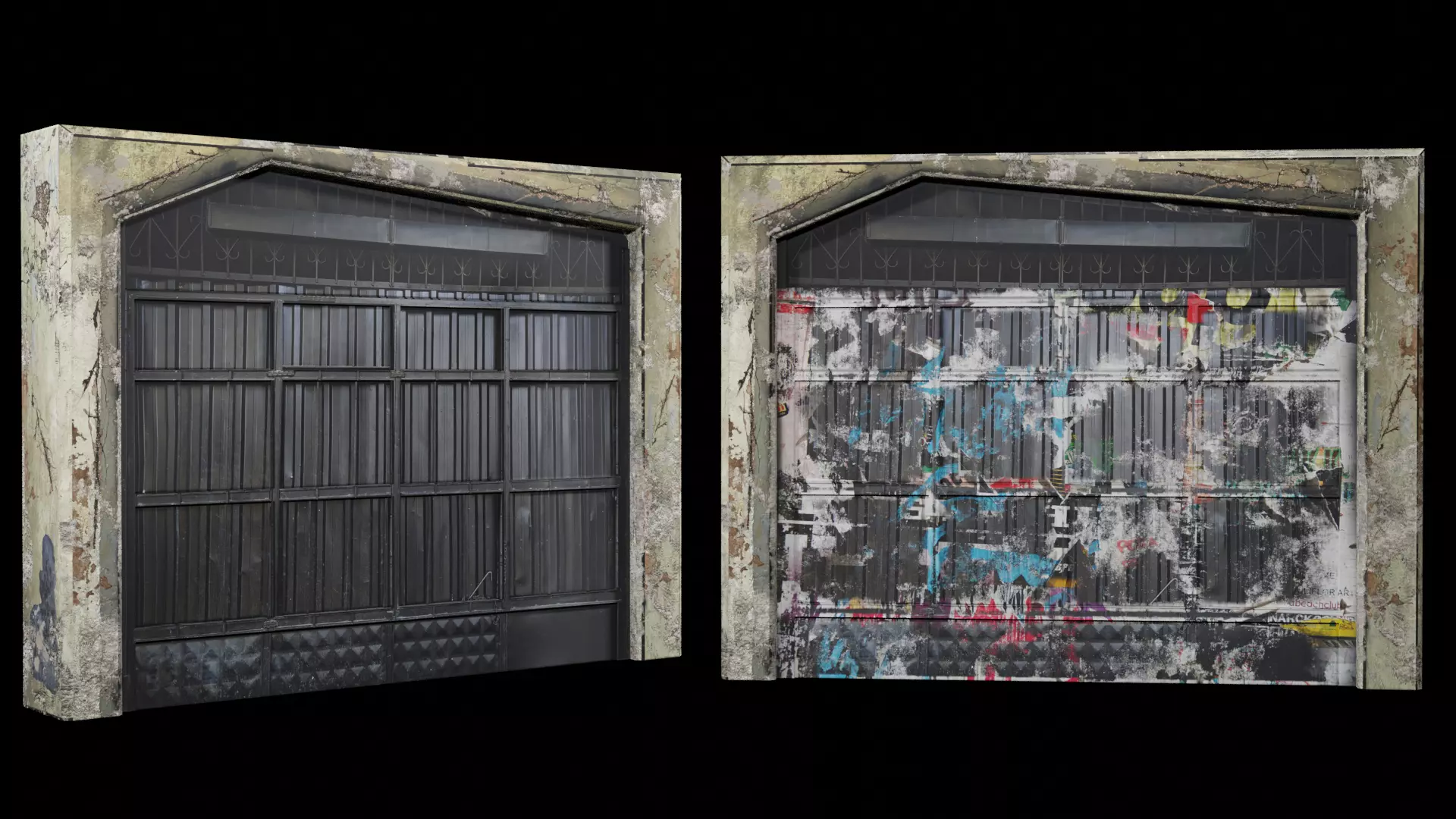 Street Door Clean And Dirty Textures Low-poly 3D model