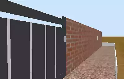House with brick wall and fence