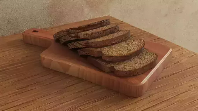 Bread slices of on wooden cutting board