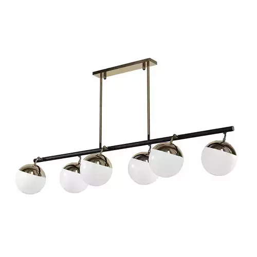 ANVIK five light chandelier with brass and globes