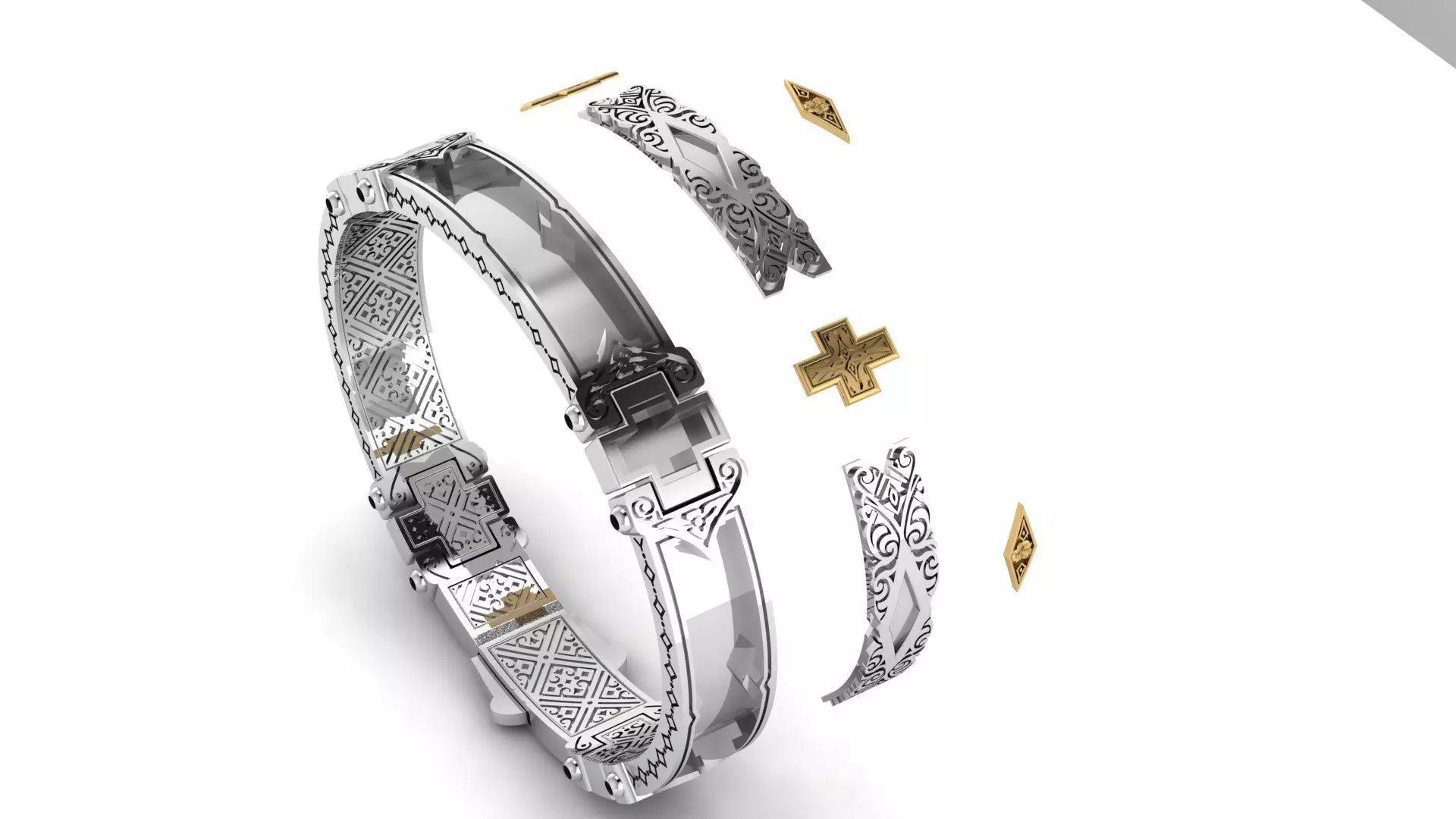 Bracelet with patterns antique bracelet 3D print model  3D print model_0