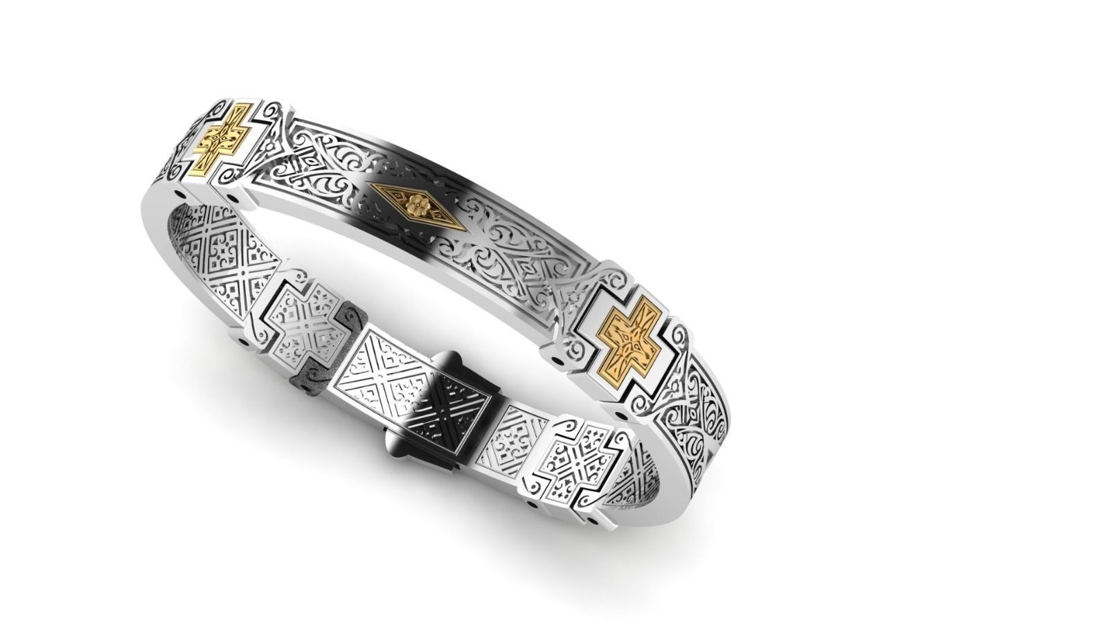 Bracelet with patterns antique bracelet 3D print model  3D print model_3