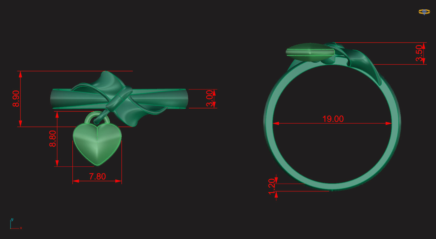 Ring 41 Heart 3D print model_7