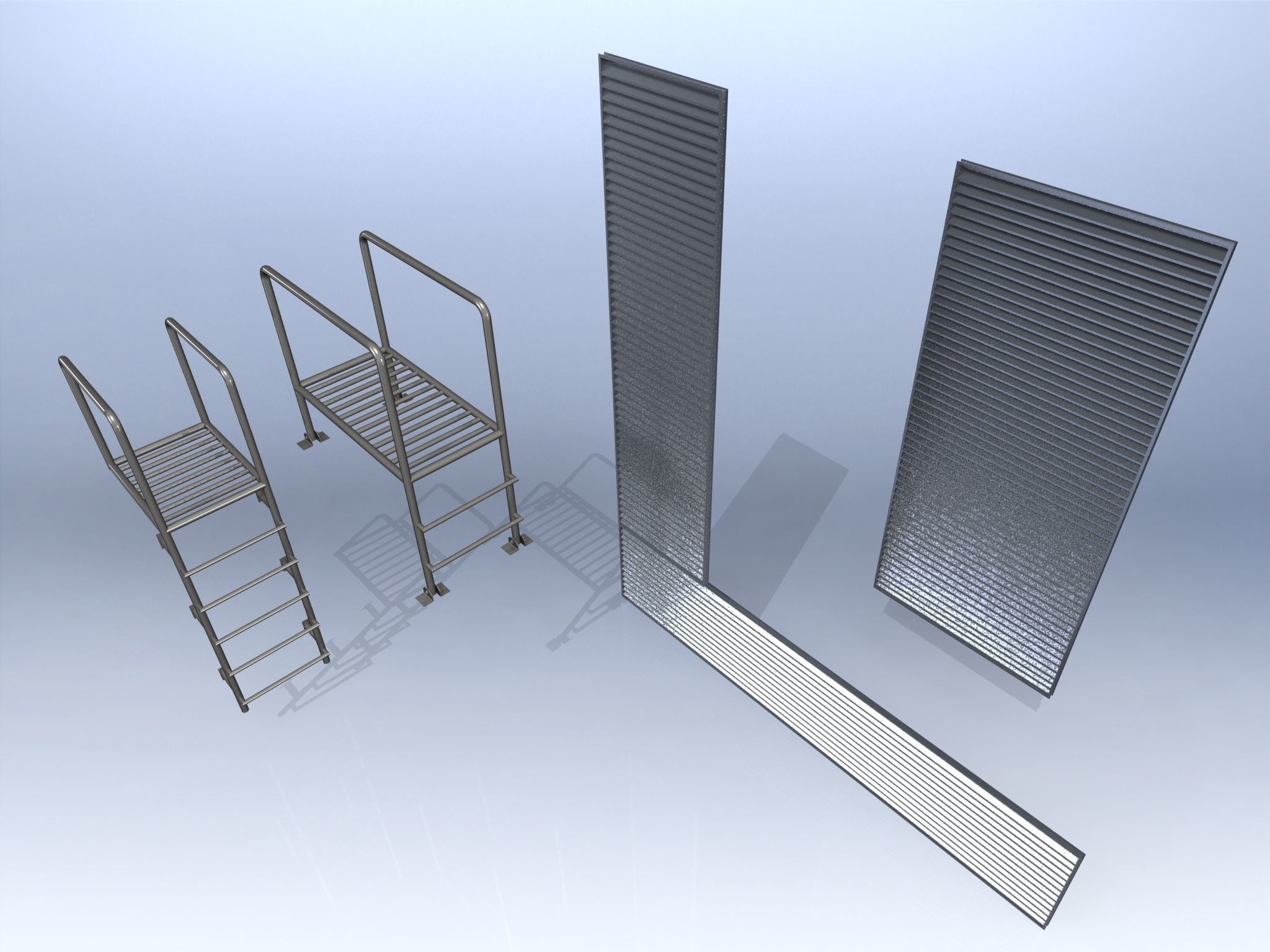 Architectural elements lattice and staircase 3D model_2