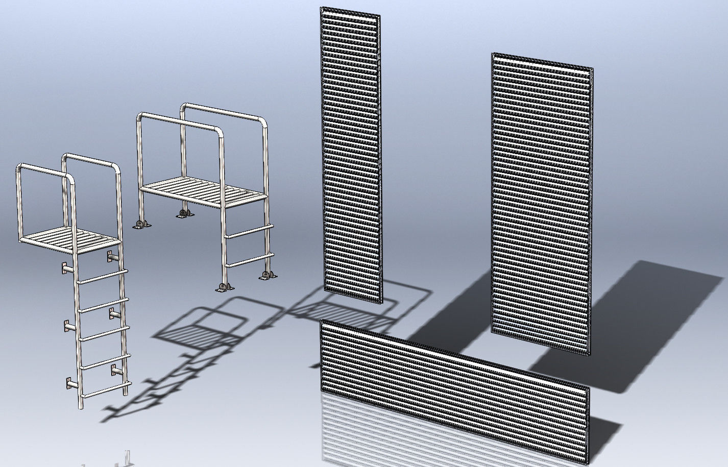 Architectural elements lattice and staircase 3D model_3
