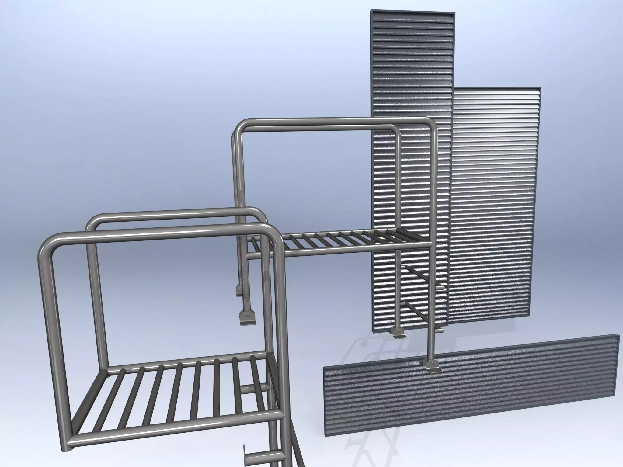 Architectural elements lattice and staircase 3D model_0