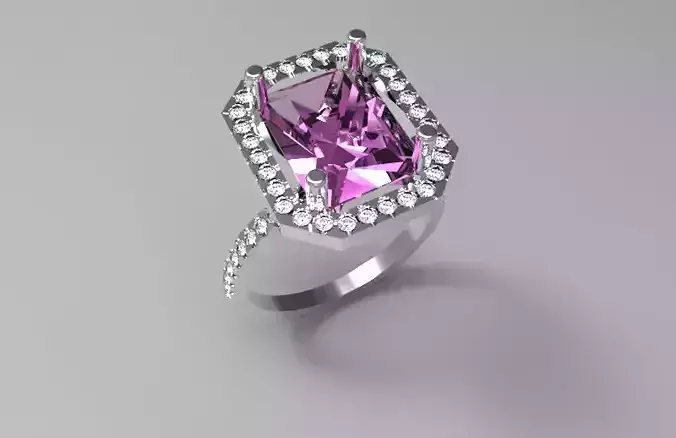ring 3d model amethyst