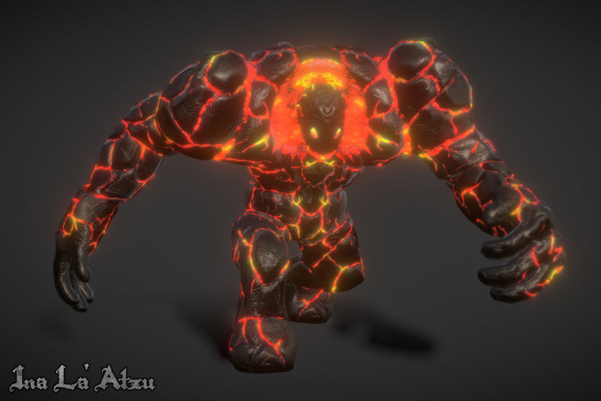 Fire Elemental Low-poly 3D model_3
